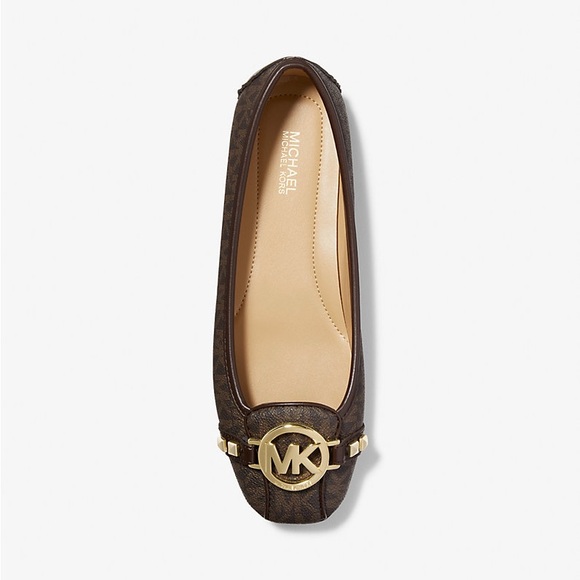 Michael Kors Shoes - Michael Kors Brown Gold Fulton Studded Logo Moccasin Size 7